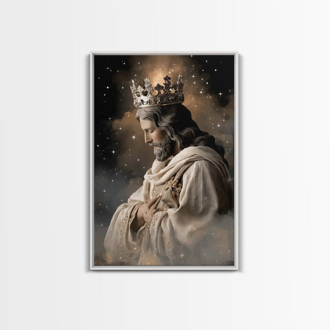 Celestial Shepherd King - Framed Canvas Print - Christian Wall Art - Jesus Painting - Christian Art Canvas - Christian Decor - Christmas Ar