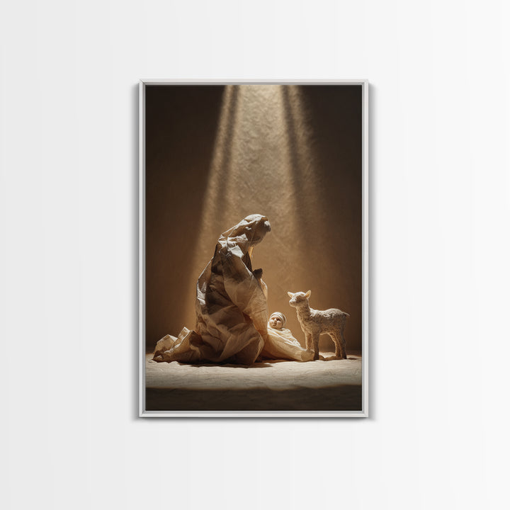 Tender Shepherd Care - Framed Canvas Print - Christian Wall Art - Jesus Painting - Christian Art Canvas - Christmas Art - Christian Decor -
