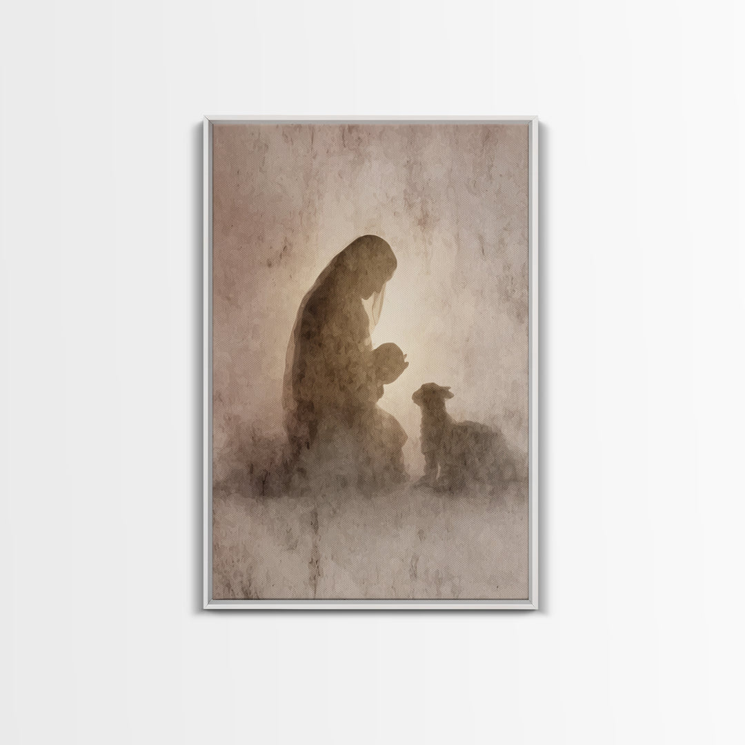 Silent Holy Moment - Framed Canvas Print - Christian Art Canvas - Christian Wall Art - Christian Christmas Art - Christian Gifts - Jesus Pa