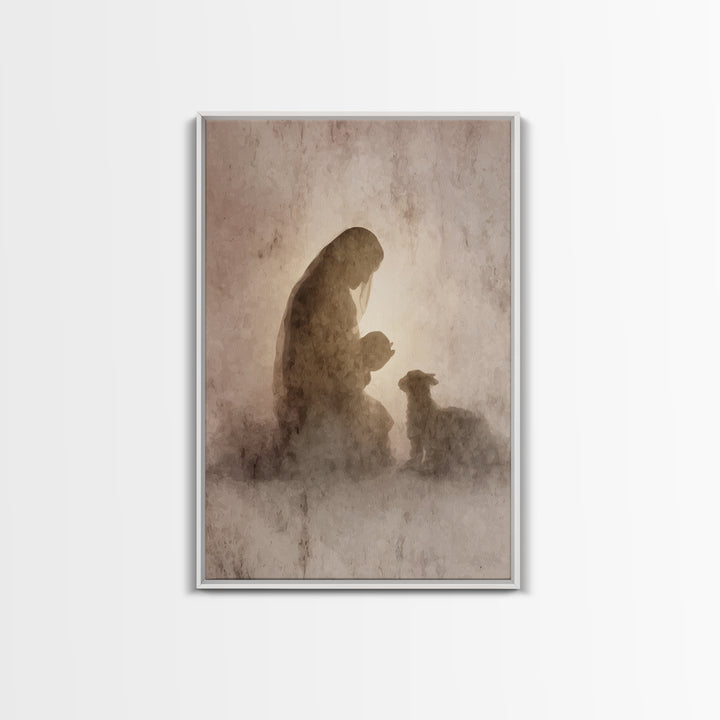 Silent Holy Moment - Framed Canvas Print - Christian Art Canvas - Christian Wall Art - Christian Christmas Art - Christian Gifts - Jesus Pa
