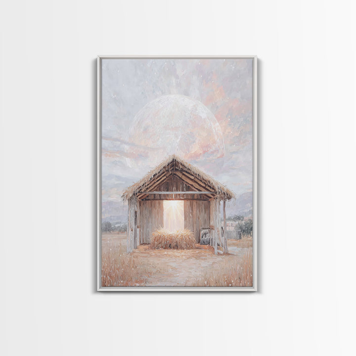 Holy Manger Light – Framed Canvas Print – Christmas Art – Christian Wall Art – Christian Art Canvas – Christian Christmas Decor – Christian