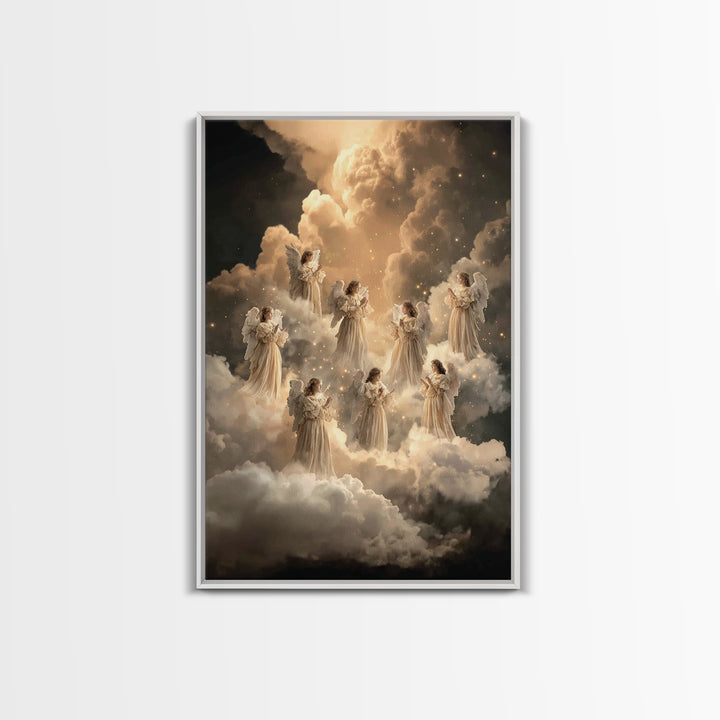 Celestial Gathering – Framed Canvas Print – Christian Wall Art – Vintage Christian Art – Christian Art Painting – Christian Gift Ideas – Ch
