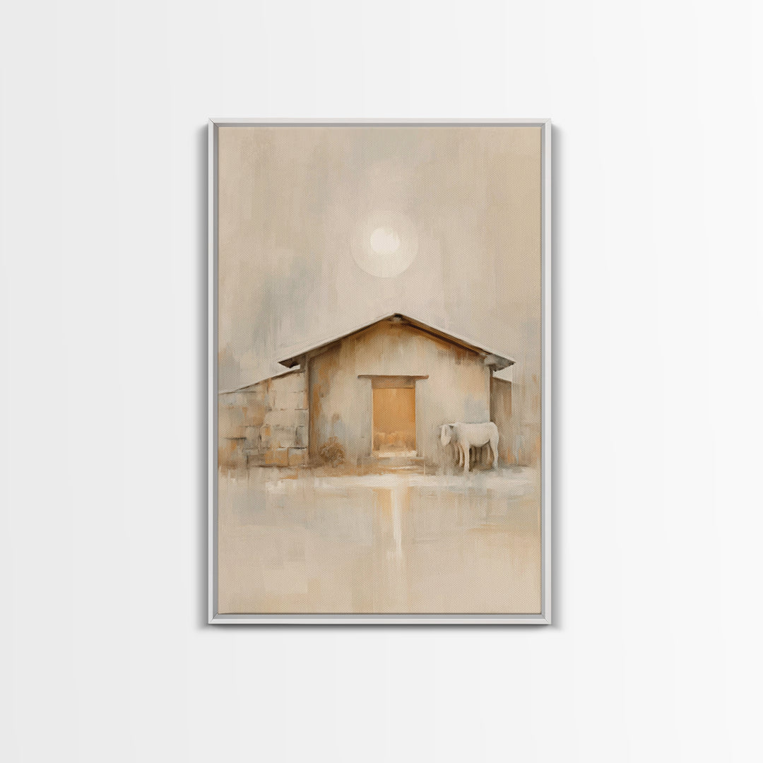 Morning Stable Grace – Framed Canvas Print – Christian Wall Art – Jesus Painting – Christian Art Canvas – Christmas Art – Christian Decor