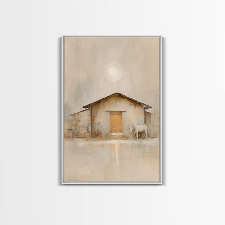 Morning Stable Grace – Framed Canvas Print – Christian Wall Art – Jesus Painting – Christian Art Canvas – Christmas Art – Christian Decor