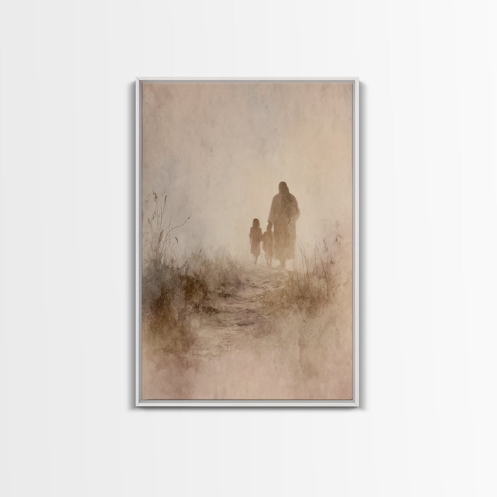 Evening Path Peace, Framed Canvas Print, Christian Art Canvas, Jesus Painting, Christian Wall Art, Christmas Art, Christian Gift