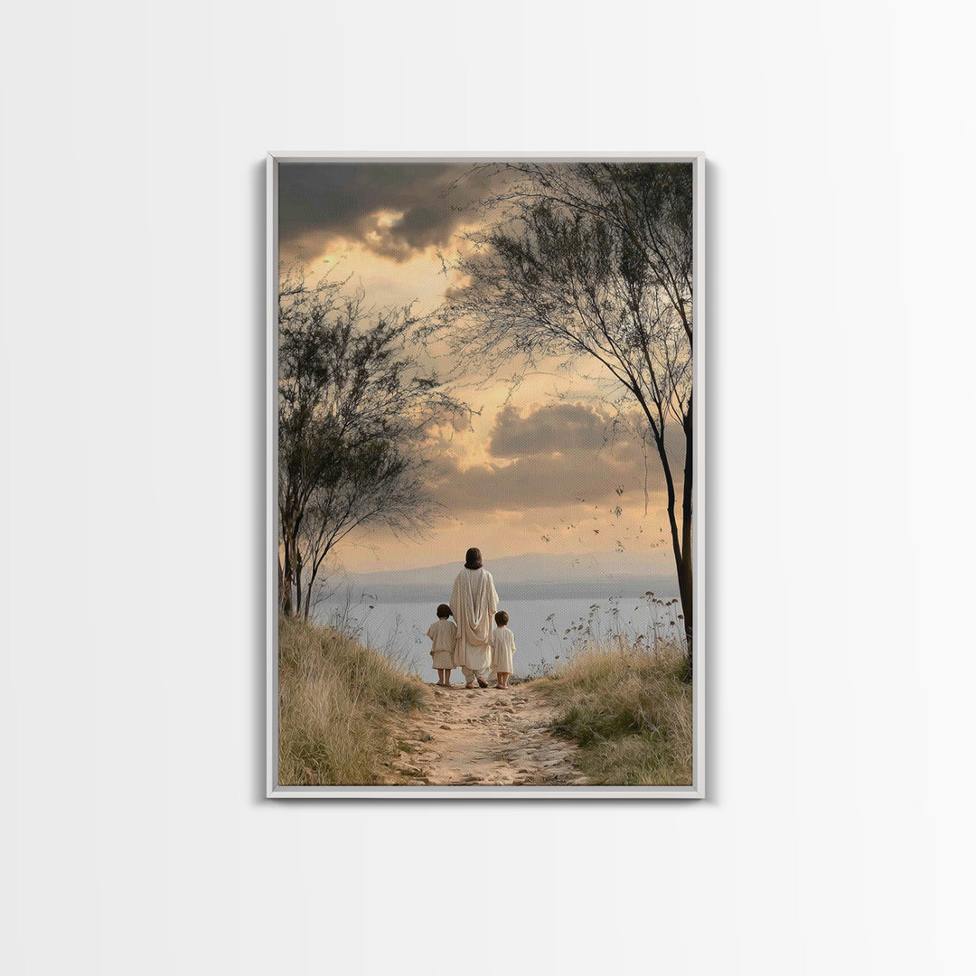 Twilight Shore Hope | Framed Canvas Print | Christian Wall Art | Christian Art Canvas | Jesus Painting | Christian Christmas Art | Christia