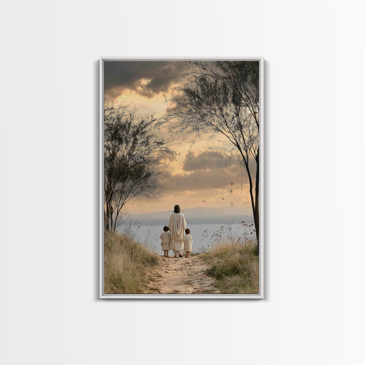 Twilight Shore Hope | Framed Canvas Print | Christian Wall Art | Christian Art Canvas | Jesus Painting | Christian Christmas Art | Christia