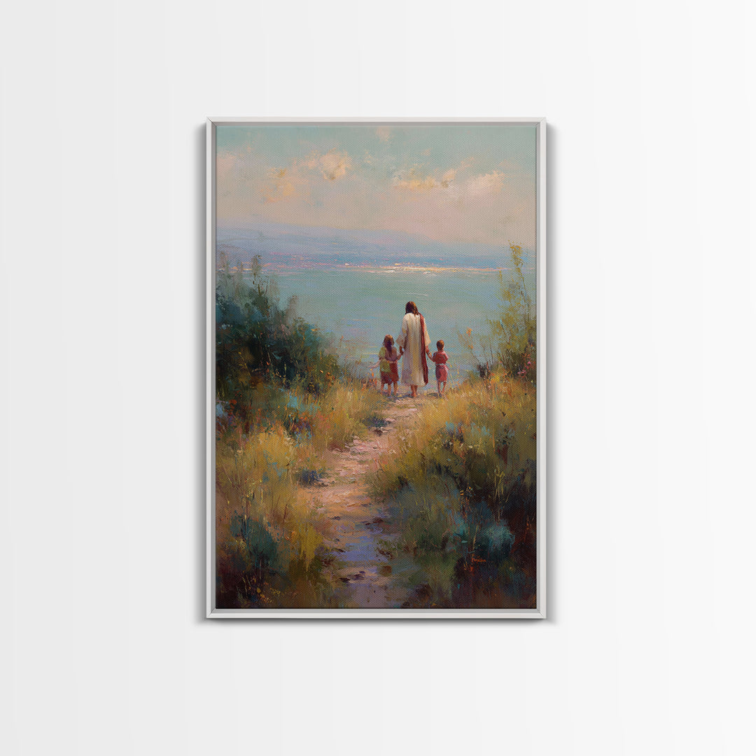 Wheatland Blessing, Framed Canvas Print, Christian Wall Art, Christian Art Canvas, Jesus Painting, Christian Decor, Christmas Art