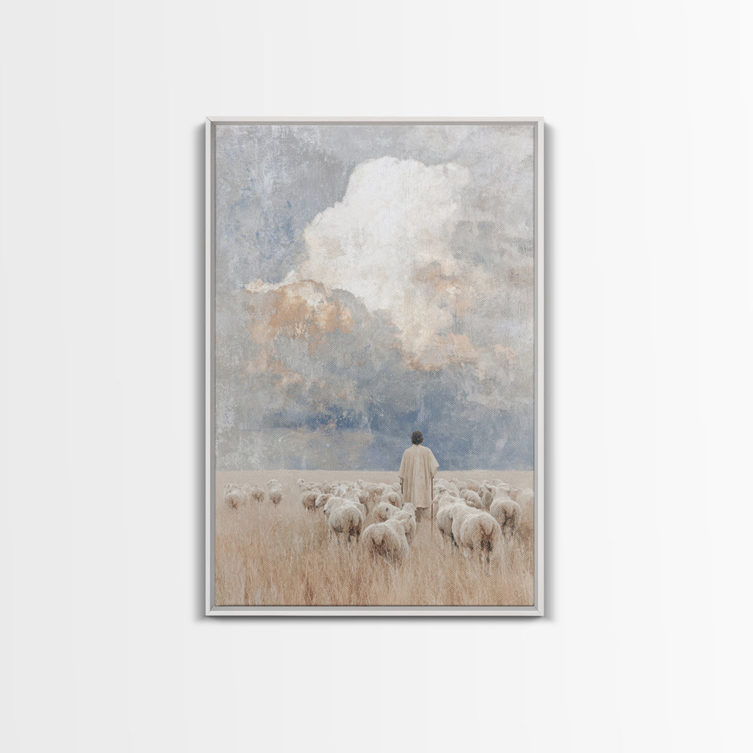Field Of Mercy – Framed Canvas Print – Christian Wall Art – Christian Art Painting – Pastoral Scenery – Christian Art Canvas – Christian De