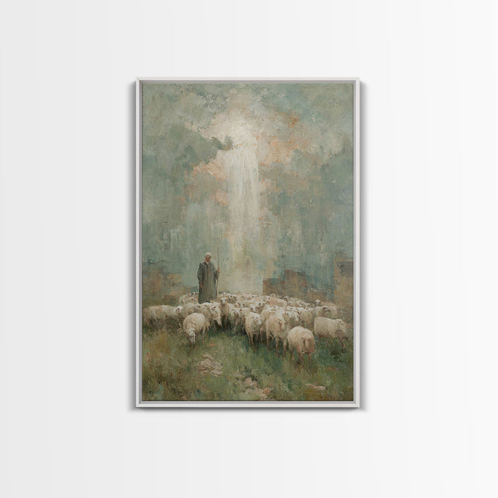 Radiant Shepherd – Framed Canvas Print – Jesus Painting – Christian Wall Art – Christian Art Canvas – Christian Christmas Art – Large Chris