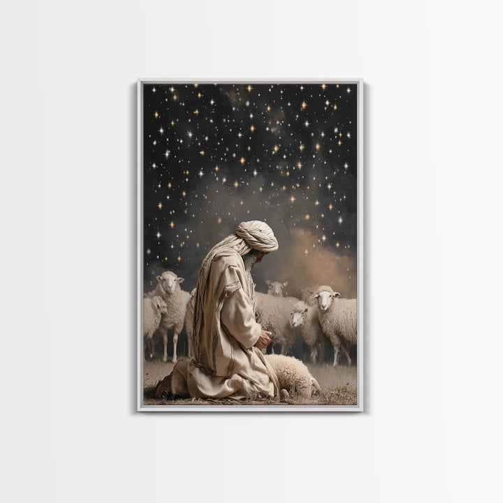 Starry Night Prayer – Framed Canvas Print – Christian Wall Art – Christian Art Canvas – Christian Painting – Subtle Christian Art – Christi