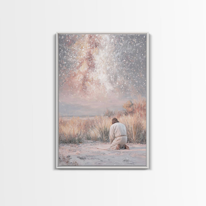 Grace In Stillness – Framed Canvas Print – Christian Christmas Art – Christian Wall Art – Christian Art Canvas – Minimalist Christian Art –