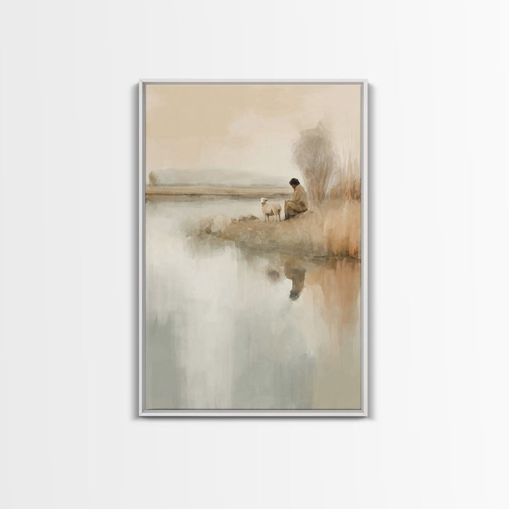 Kneeling Light – Framed Canvas Print – Christian Art – Subtle Christian Art – Christian Wall Art – Christian Art Canvas – Christmas Wall Ar