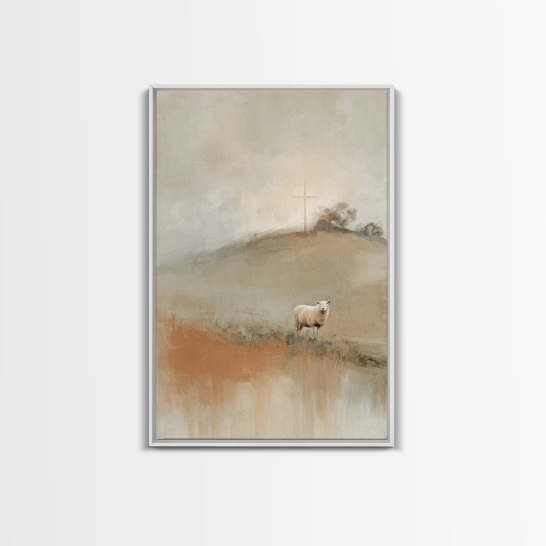 Crosslight Meadow | Framed Canvas Print | Christian Art | Christian Wall Art | Modern Christian Art | Christian Christmas Art | Jesus Paint