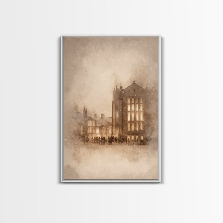 Evening Gathering – Framed Canvas Print – Christian Art – Christian Wall Art – Moody Christmas Art – Christian Art Canvas – Christian Gift