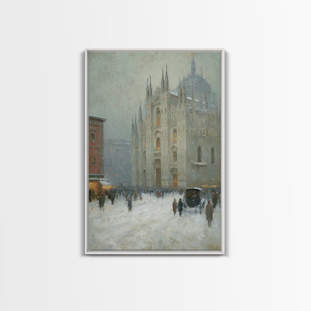 Snowfall Cathedral – Framed Canvas Print – Christian Art Canvas – Christian Wall Art – Christmas Art – Christian Christmas Art – Christian