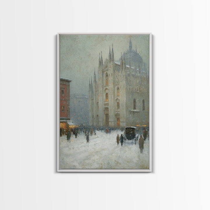 Snowfall Cathedral – Framed Canvas Print – Christian Art Canvas – Christian Wall Art – Christmas Art – Christian Christmas Art – Christian