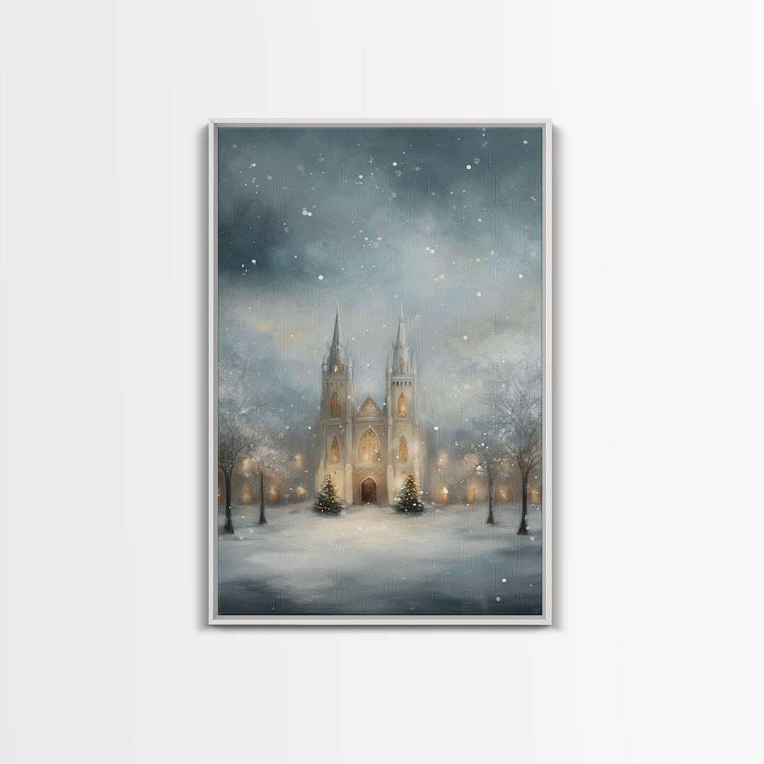 Winter Sanctuary – Framed Canvas Print – Christian Christmas Art – Christian Wall Art – Christmas Art Prints – Christmas Canvas Wall Art –