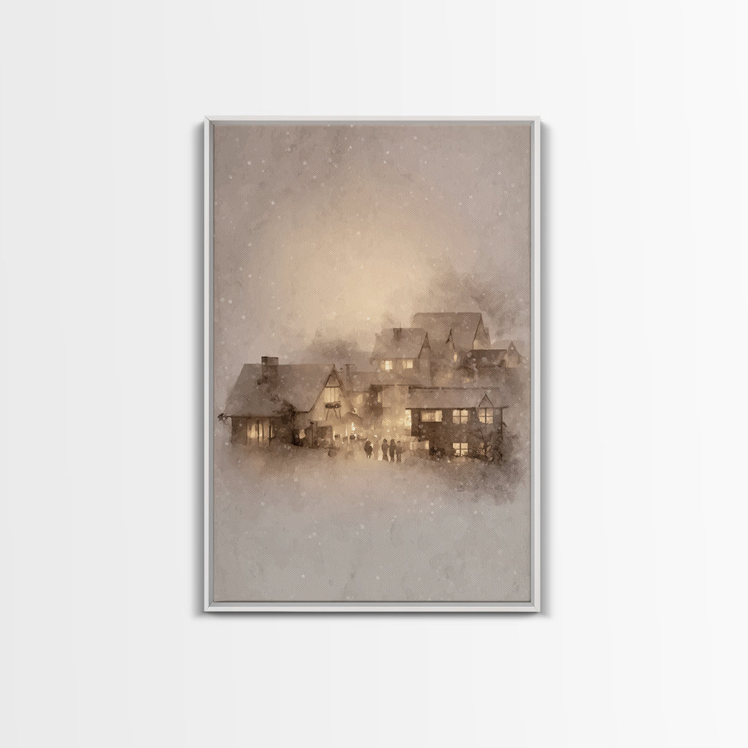 Holy Hearth Glow – Framed Canvas Print – Christian Art Canvas – Christmas Wall Art – Christian Christmas Art – Moody Christmas Art – Christ