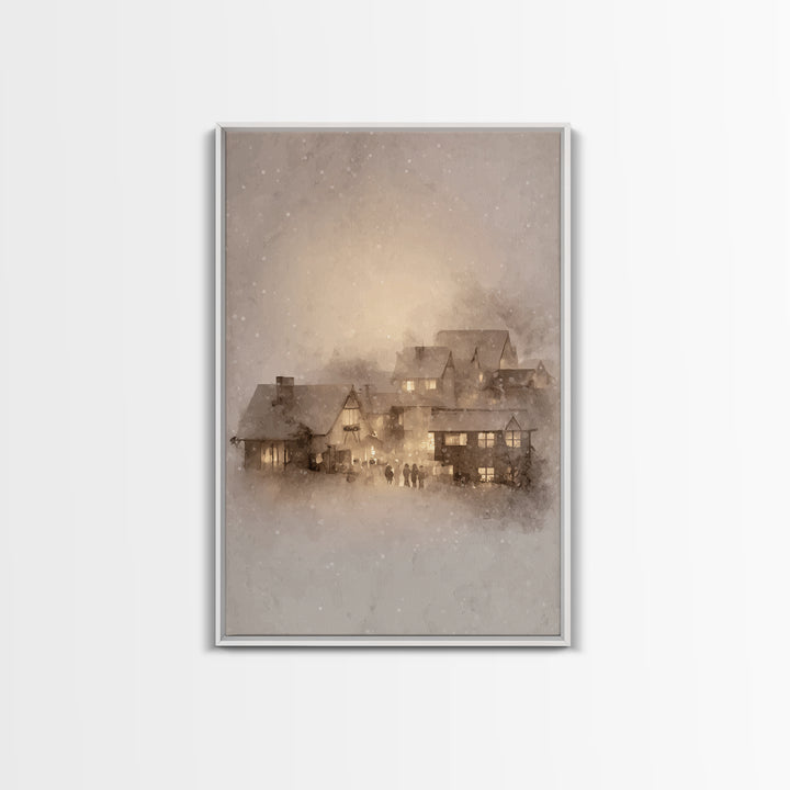 Holy Hearth Glow – Framed Canvas Print – Christian Art Canvas – Christmas Wall Art – Christian Christmas Art – Moody Christmas Art – Christ