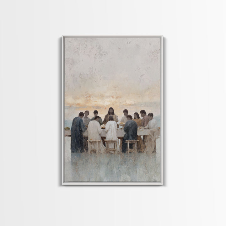 Dawn Of Communion – Framed Canvas Print – Christian Art Print – Jesus Painting – Christian Wall Art – Christian Art Canvas – Minimalist Chr