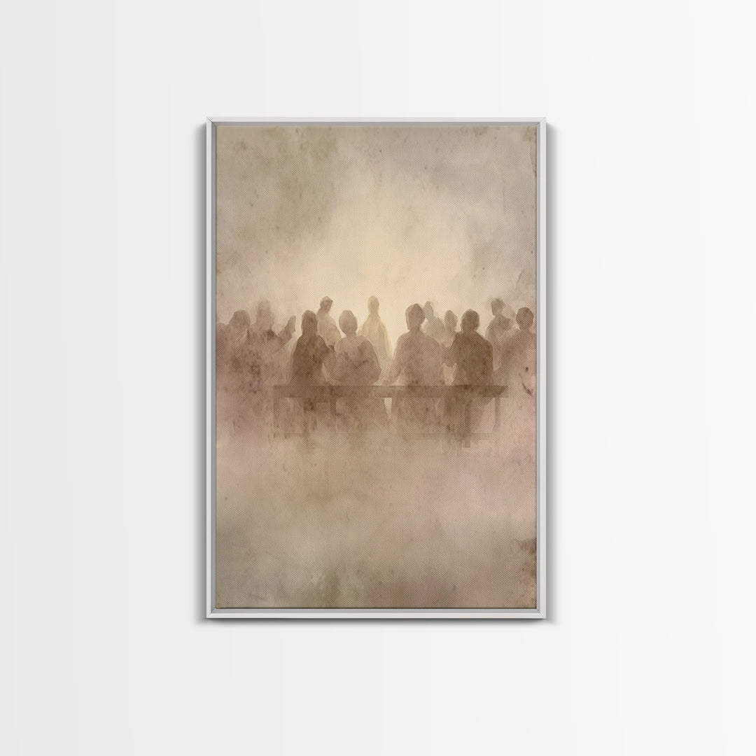 Communion Shadows – Framed Canvas Print – Moody Christian Art – Jesus Painting – Christian Wall Art – Abstract Christian Art – Christian Ar