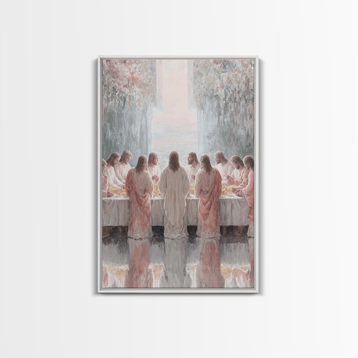 Heavenly Supper Light – Framed Canvas Print – Jesus Painting – Christian Wall Art – Christian Art Canvas – Modern Christian Art – Large Chr