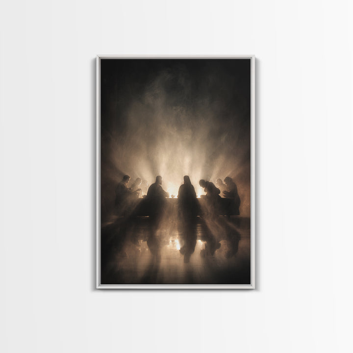 Glory At The Table | Framed Canvas Print | Christian Wall Art | Jesus Painting | Christian Art Canvas | Moody Christian Art | Unique Christ