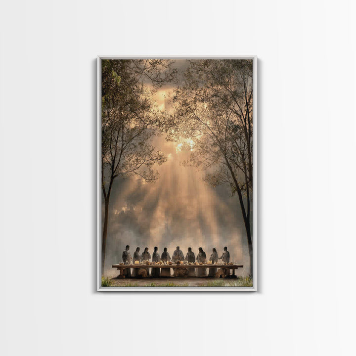 Supper Beneath Glory – Framed Canvas Print – Christian Art Canvas – Jesus Painting – Christian Wall Art – Modern Christian Painting – Chris