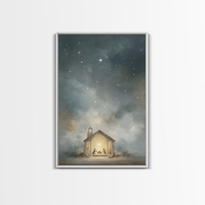 Nativity Reverence, Framed Canvas Print, Christian Art Canvas, Christian Christmas Art, Christmas Art Framed, Vintage Christmas Art, Christ