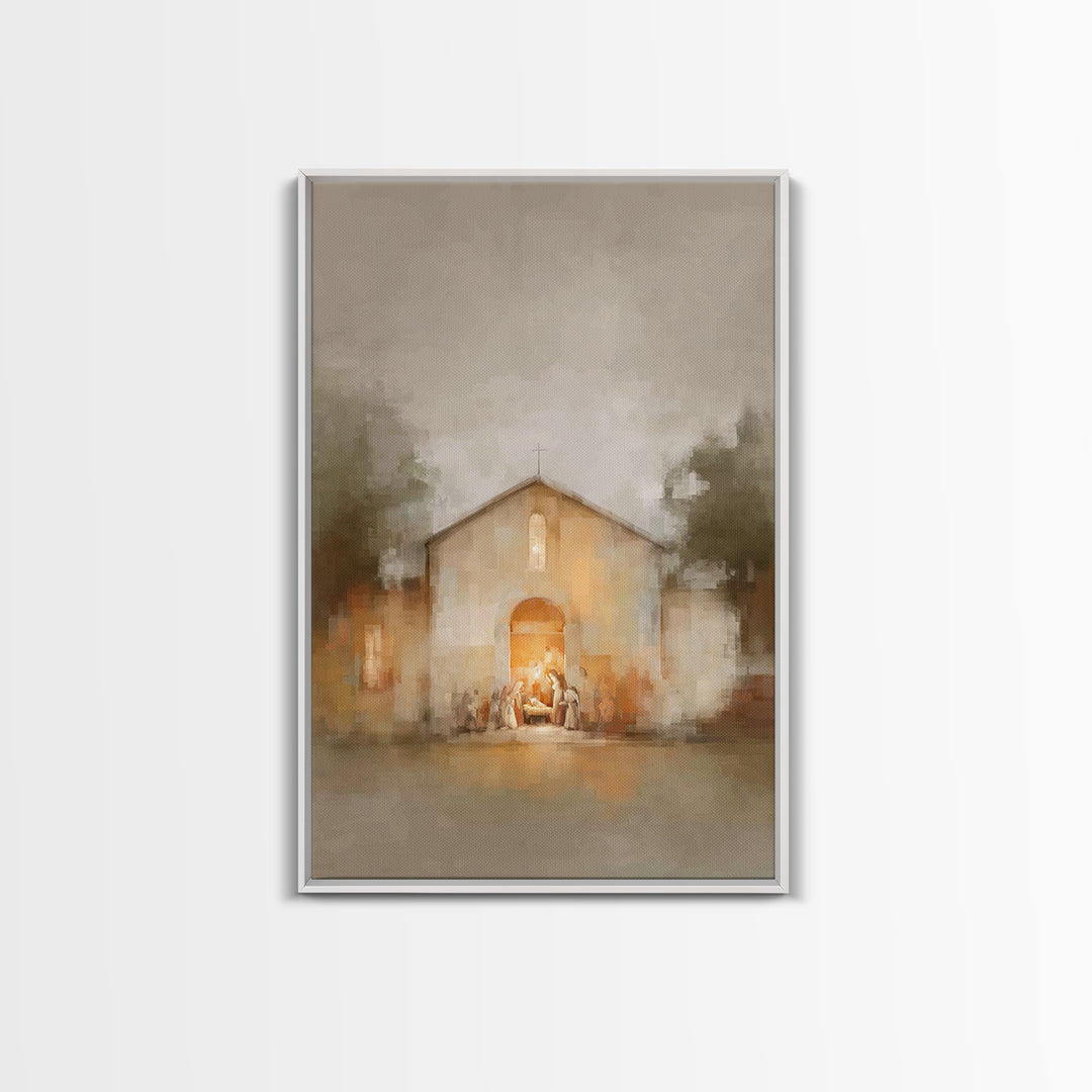 Holy Night Shine – Framed Canvas Print – Christian Christmas Art – Christian Art Canvas – Christmas Wall Art – Modern Christian Art – Chris