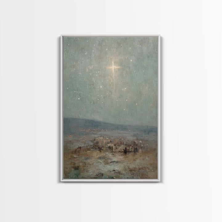 Bethlehem Sky Light - Framed Canvas Print - Christian Art Print - Christian Wall Art - Christian Christmas Art - Jesus Christmas Art - Chri