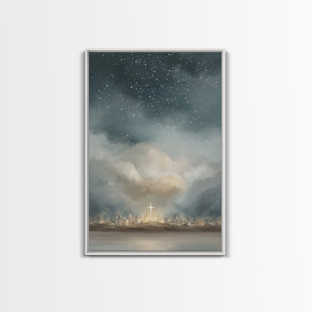 Guiding Star Above - Framed Canvas Print - Christian Wall Art - Christian Art Canvas - Christian Christmas Decor - Jesus Painting - Christm