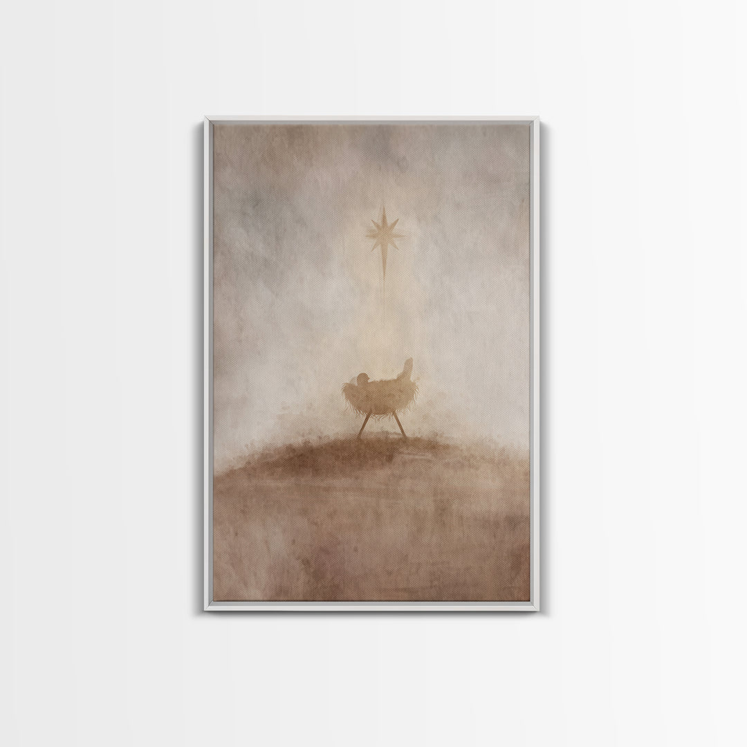 Holy Manger Star – Framed Canvas Print – Christian Christmas Art – Christmas Wall Art – Jesus Christmas Art – Christian Art Canvas – Christ
