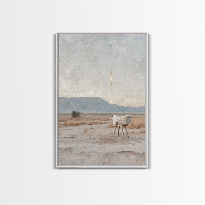 Silent Manger Hope – Framed Canvas Print – Christian Art Canvas – Christian Christmas Art – Christian Wall Art – Christmas Art Work – Jesus