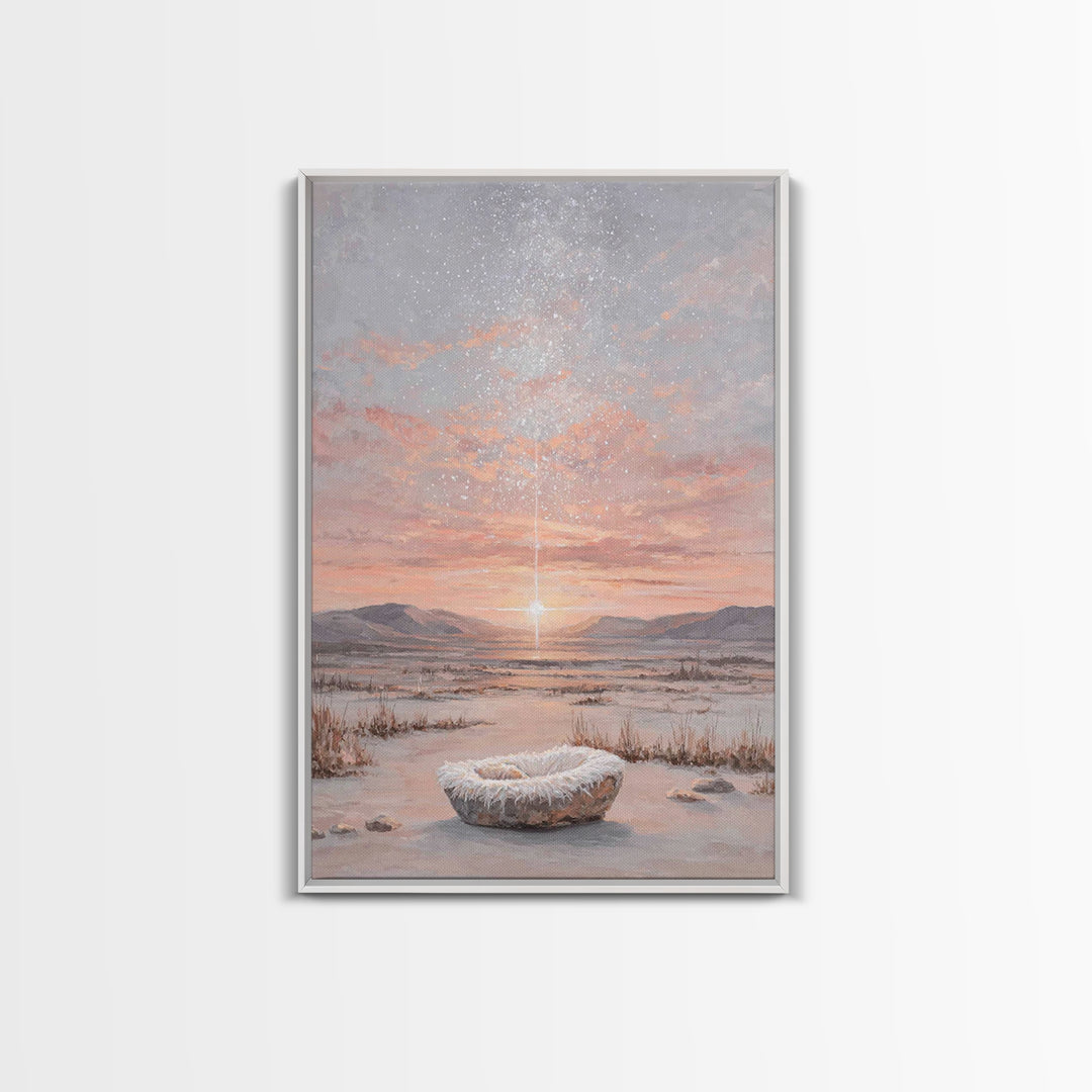 Starry Dawn Birth – Framed Canvas Print – Christian Christmas Art – Christian Art Canvas – Christian Wall Art – Jesus Christmas Art – Chris