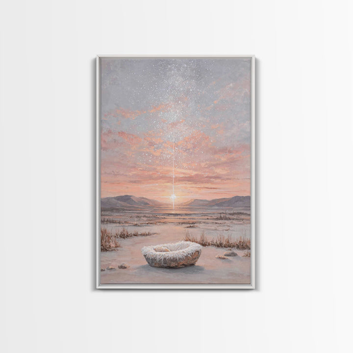 Starry Dawn Birth – Framed Canvas Print – Christian Christmas Art – Christian Art Canvas – Christian Wall Art – Jesus Christmas Art – Chris