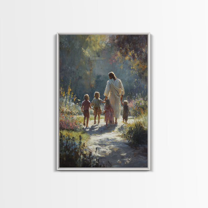 Garden Path Grace – Framed Canvas Print – Christian Wall Art – Jesus Painting – Christian Art Canvas – Christian Decor – Christmas Art