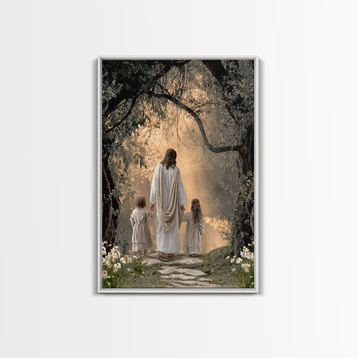 Golden Path Hope, Framed Canvas Print, Christian Wall Art, Christian Art Canvas, Jesus Painting, Christian Decor, Christian Christmas Art