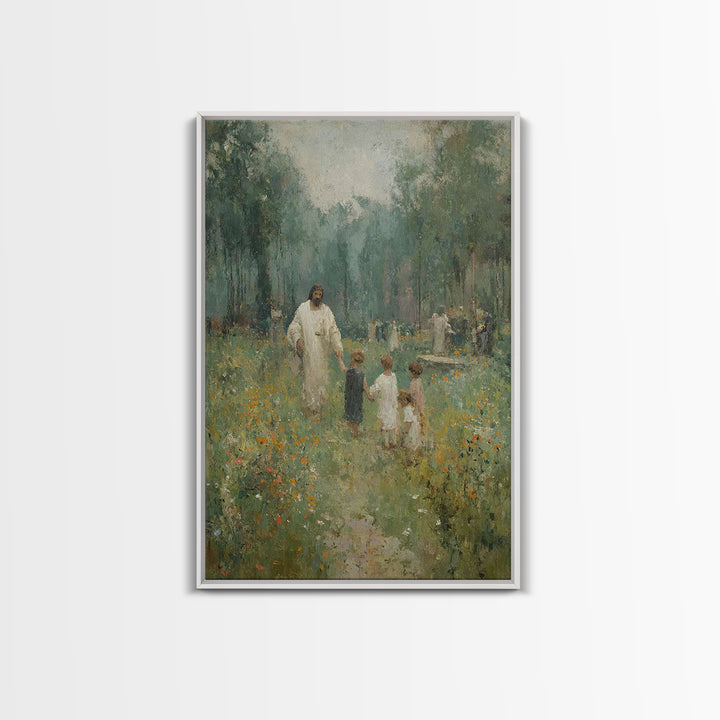 Heaven’s Gentle Walk | Framed Canvas Print | Christian Art Canvas | Christian Wall Art | Jesus Painting | Christian Gift Ideas | Christmas