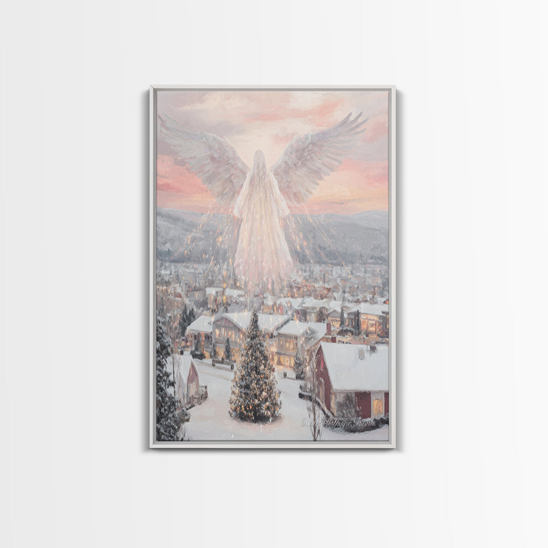 Guardian Over Bethlehem – Framed Canvas Print – Christmas Art – Christian Art Canvas – Christian Wall Art – Framed Christmas Art – Christia