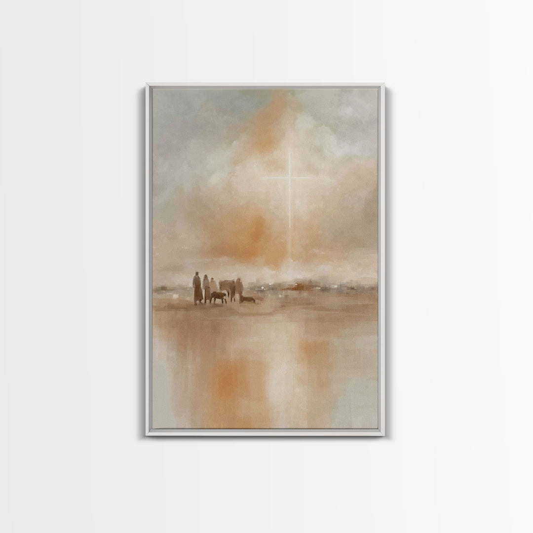 Calm Horizon Grace – Framed Canvas Print – Christian Art Canvas – Christian Wall Art – Jesus Painting – Christian Decor – Christmas Art