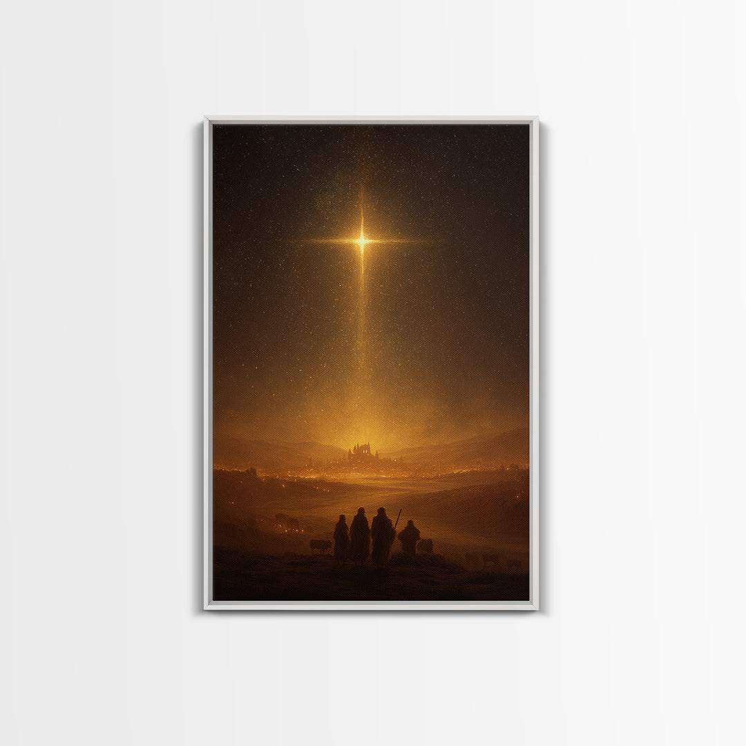 Star Of Bethlehem – Framed Canvas Print – Christmas Art – Christian Wall Art – Christian Art Canvas – Christian Christmas Art – Jesus Paint