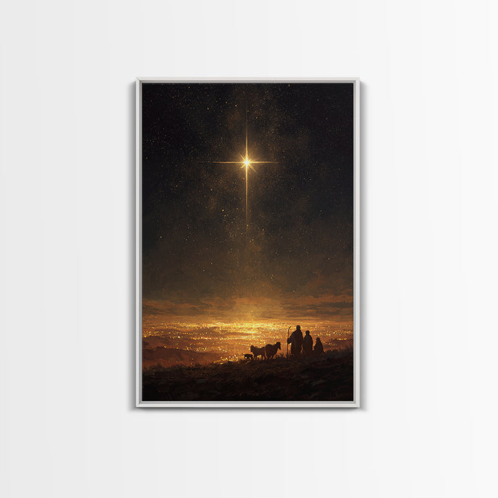 Night Watch Glory, Framed Canvas Print, Christian Wall Art, Christmas Art, Christian Art Canvas, Christian Christmas Art, Jesus Painting