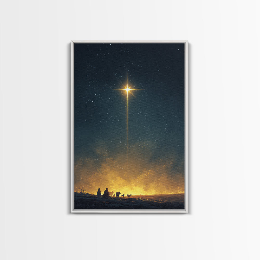 Silent Horizon Star | Framed Canvas Print | Christmas Art | Christian Wall Art | Christian Art Canvas | Jesus Painting | Christian Christma