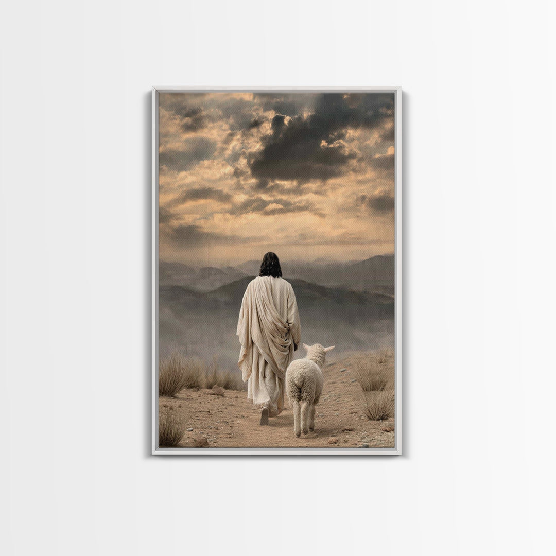 Desert Shepherd Light | Framed Canvas Print | Christian Wall Art | Christian Art Canvas | Jesus Painting | Christian Gift Ideas | Vintage C