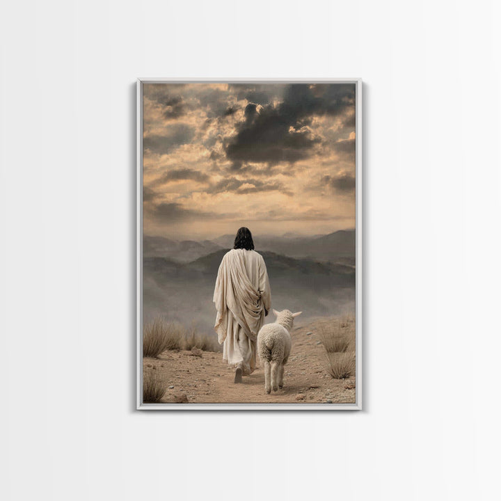 Desert Shepherd Light | Framed Canvas Print | Christian Wall Art | Christian Art Canvas | Jesus Painting | Christian Gift Ideas | Vintage C