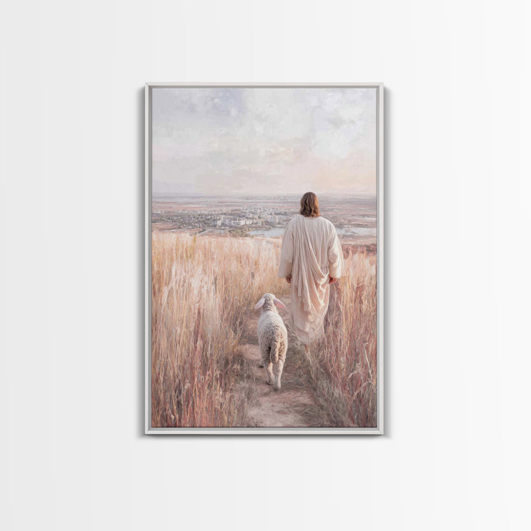Hillside Of Mercy, Framed Canvas Print, Christian Art Canvas, Jesus Painting, Christian Wall Art, Christian Christmas Art, Modern Christian