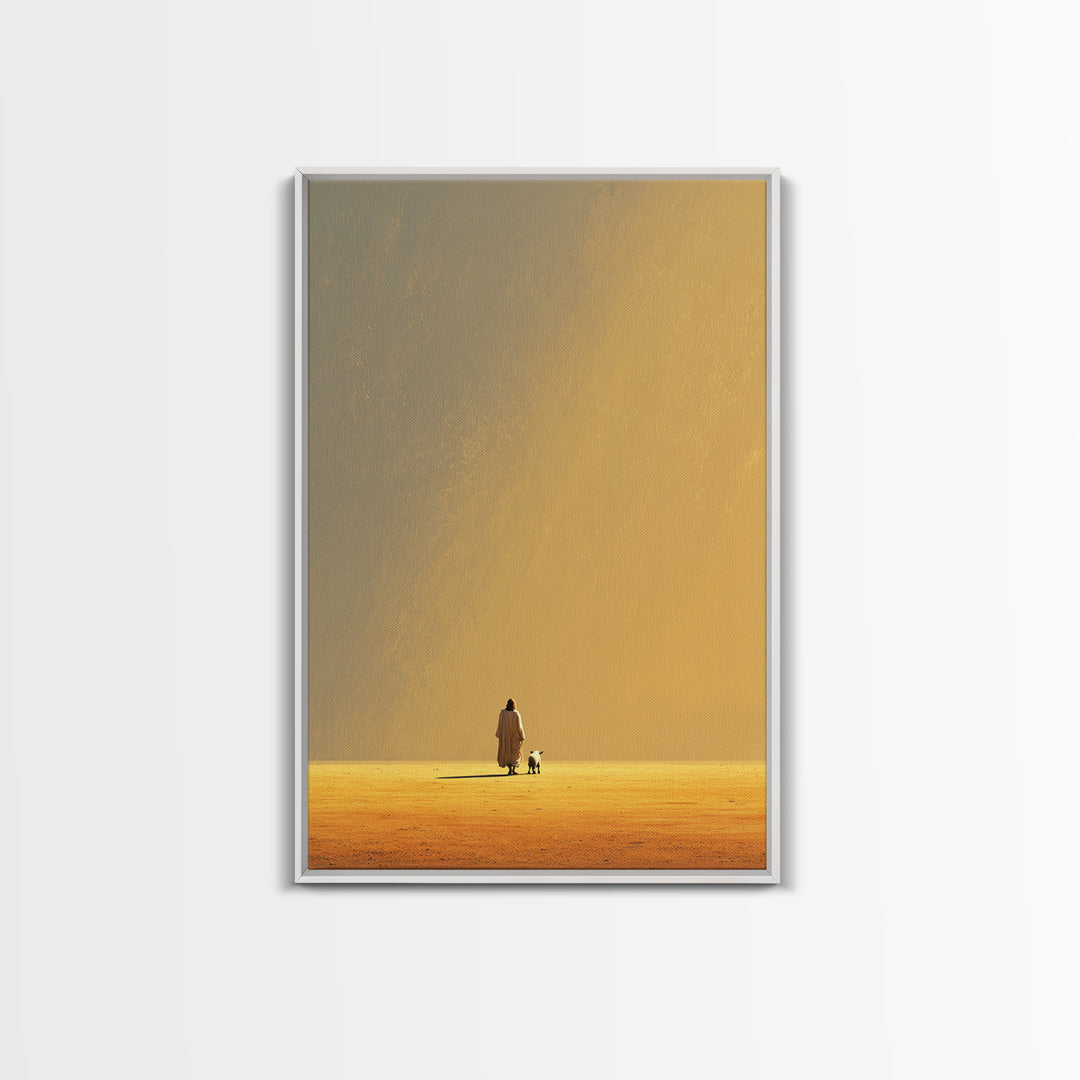 Guiding Dawn Steps | Framed Canvas Print | Christian Art Canvas | Christian Wall Art | Jesus Painting | Christian Christmas Art | Christian