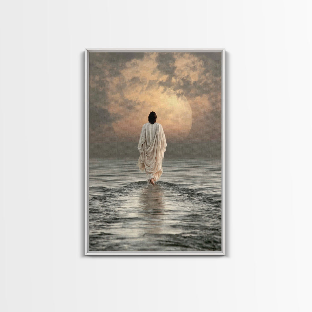 Waves Of Salvation – Framed Canvas Print – Christian Art Canvas – Jesus Painting – Christian Wall Art – Modern Christian Art – Christian Gi